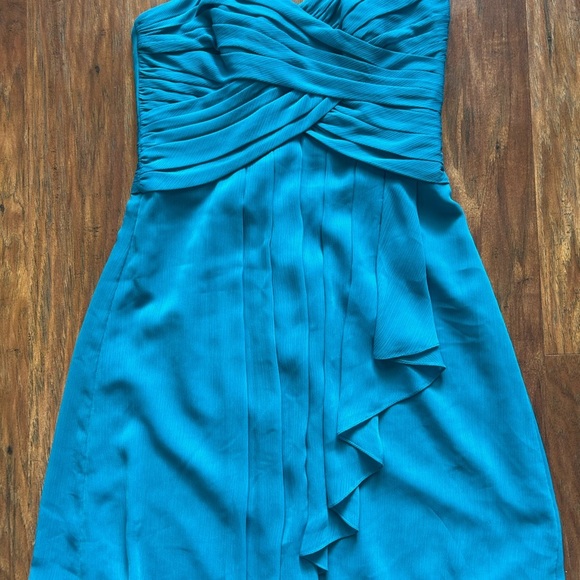 David's Bridal Teal Strapless Dress Women’s Size 6 Wedding Formal Prom - Picture 4 of 10
